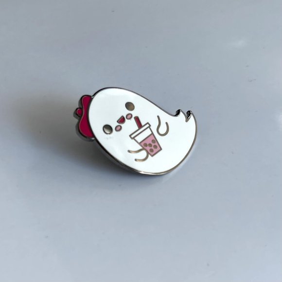 *50% OFF! Boba tea ghost pin French beret spooky drink straw flair pins - Picture 3 of 4